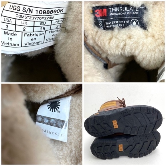 Ugg Butte II Boot Lace up Winter Snow Duck Boots Tan Brown Size 3 S/N 1098890K - Picture 11 of 14